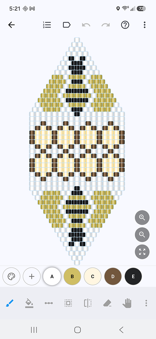 The Bees and Honey earring pattern open in the Bead Works app