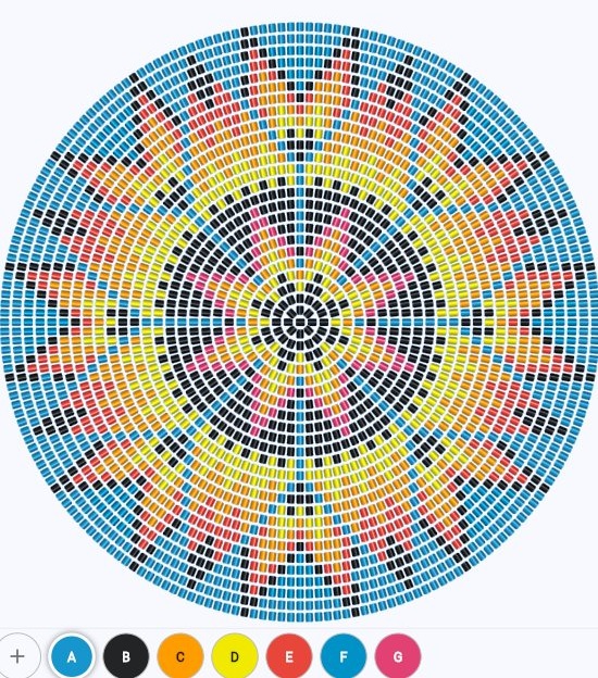 A radial medallion bead pattern called Medallion Blue Sun